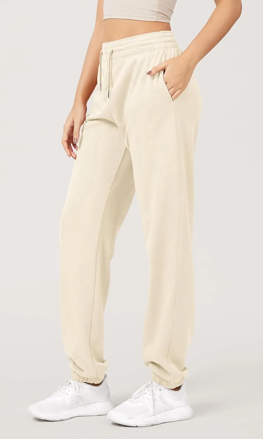 ODODOS Women's Sweatpants Cotton French Terry High Waist Drawstring Casual Lounge Pants with Pockets