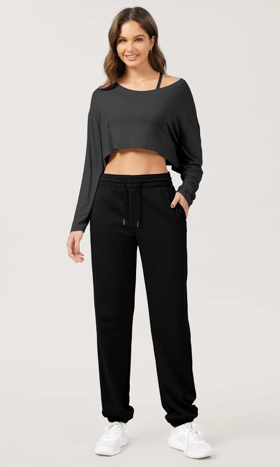 ODODOS Women's Sweatpants Cotton French Terry High Waist Drawstring Casual Lounge Pants with Pockets
