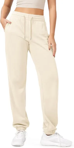 ODODOS Women's Sweatpants Cotton French Terry High Waist Drawstring Casual Lounge Pants with Pockets