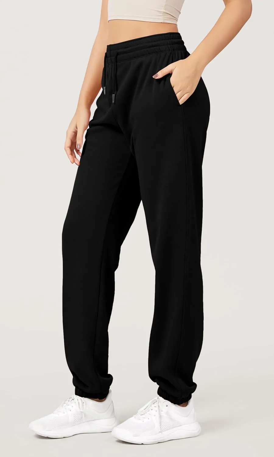 ODODOS Women's Sweatpants Cotton French Terry High Waist Drawstring Casual Lounge Pants with Pockets