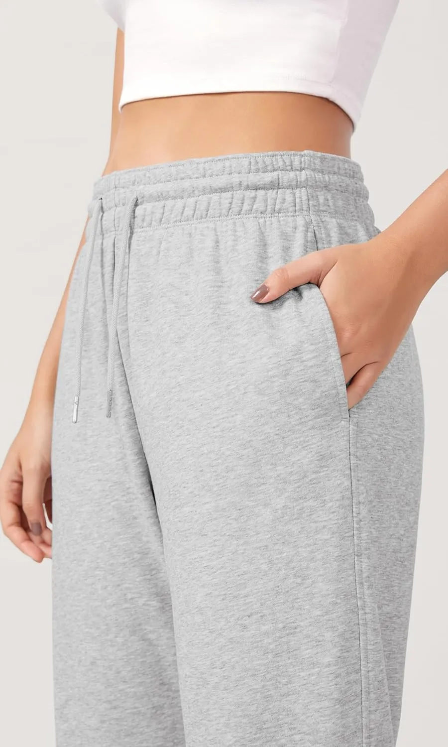 ODODOS Women's Sweatpants Cotton French Terry High Waist Drawstring Casual Lounge Pants with Pockets