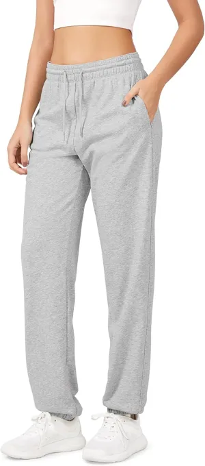 ODODOS Women's Sweatpants Cotton French Terry High Waist Drawstring Casual Lounge Pants with Pockets