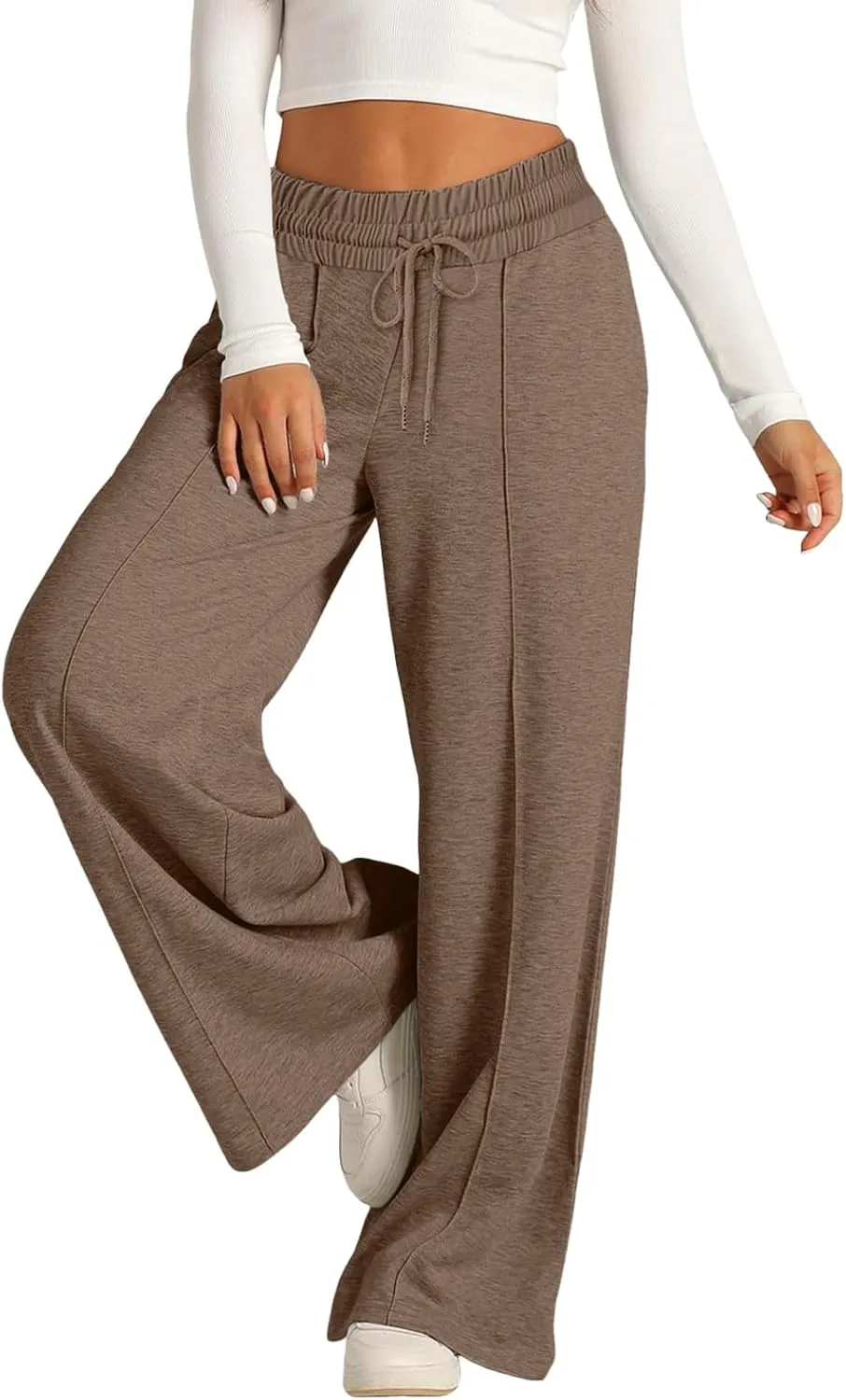 Oversized Wide Leg Sweatpants Women Elastic Drawstring Baggy Straight Leg Open Bottom Lounge Comfy Joggers Trousers