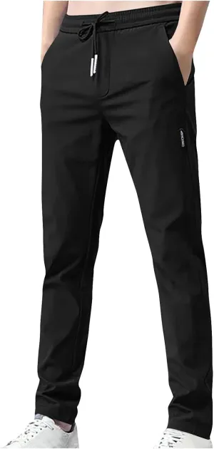 Pants for Men Lightweight Casual Elastic Waist Drawstring Tapered Pants Summer Slim Fit Soft Breathable Sweatpants