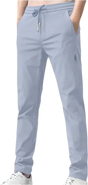 Pants for Men Lightweight Casual Elastic Waist Drawstring Tapered Pants Summer Slim Fit Soft Breathable Sweatpants