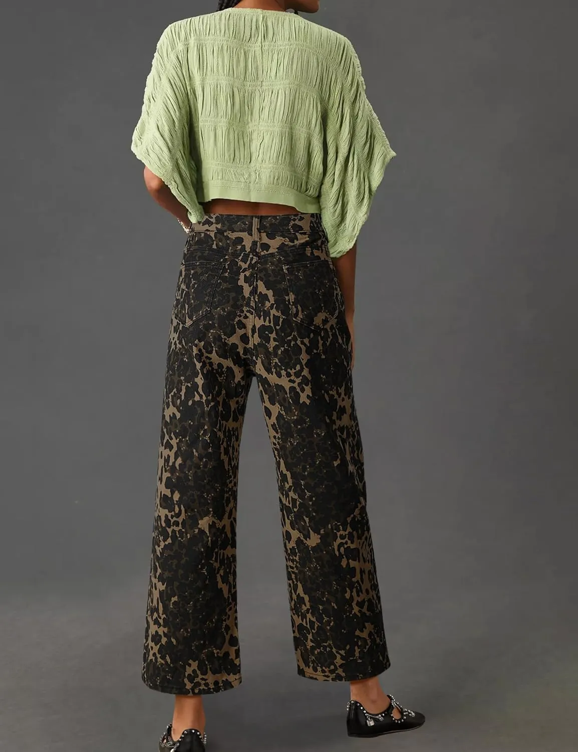 PHISOCKAT Wide Leg Jeans Woman High Waisted Jeans for Women Straight Leg Baggy Denim Cropped Jeans for Women Y2K