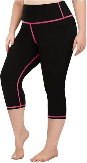 Plus Size Capri Leggings for Curvy Women Stretchy XL-5XL Tummy Control High Waist Workout Yoga Pants Running Shorts