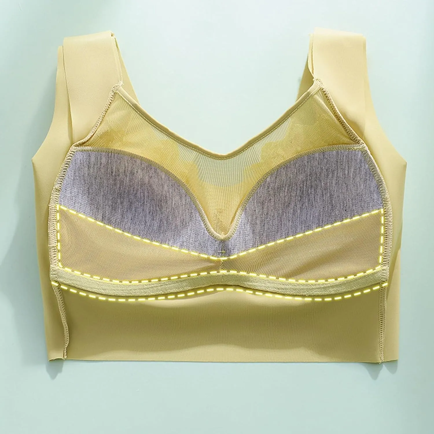 Push Up Bras for Woman Lace Mesh Breathable Bra Plus Size Wireless Padded Underwear No Underwire Bralette Bra