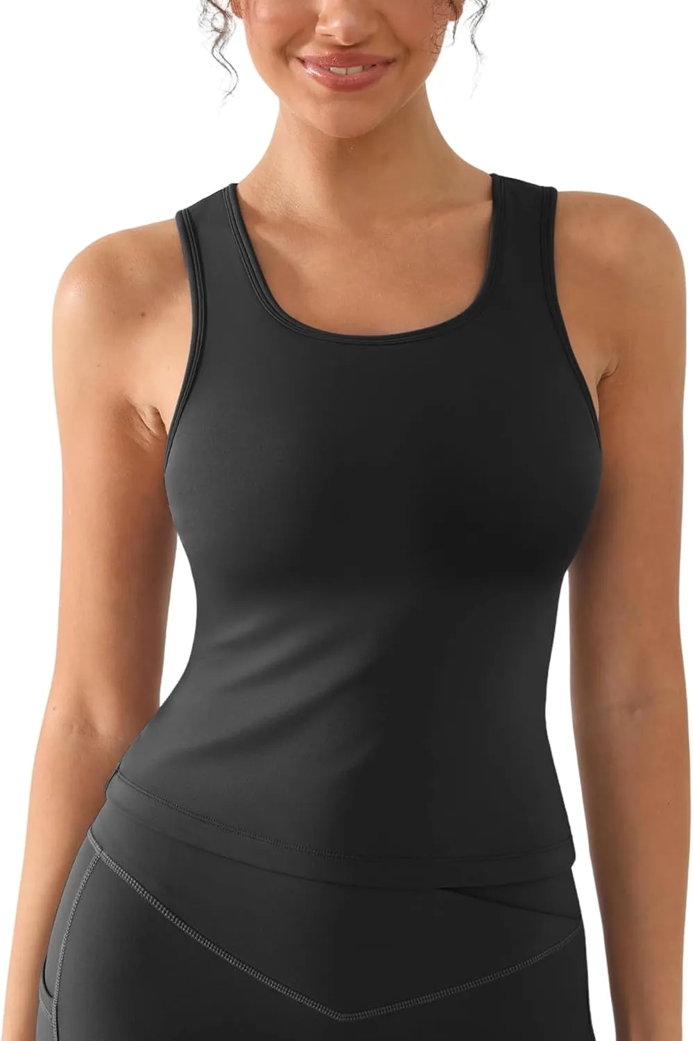 Racerback Built in Bra Workout Tank Tops for Women Sleeveless with Removable Pads Athletic Gym Yoga Fitness Running