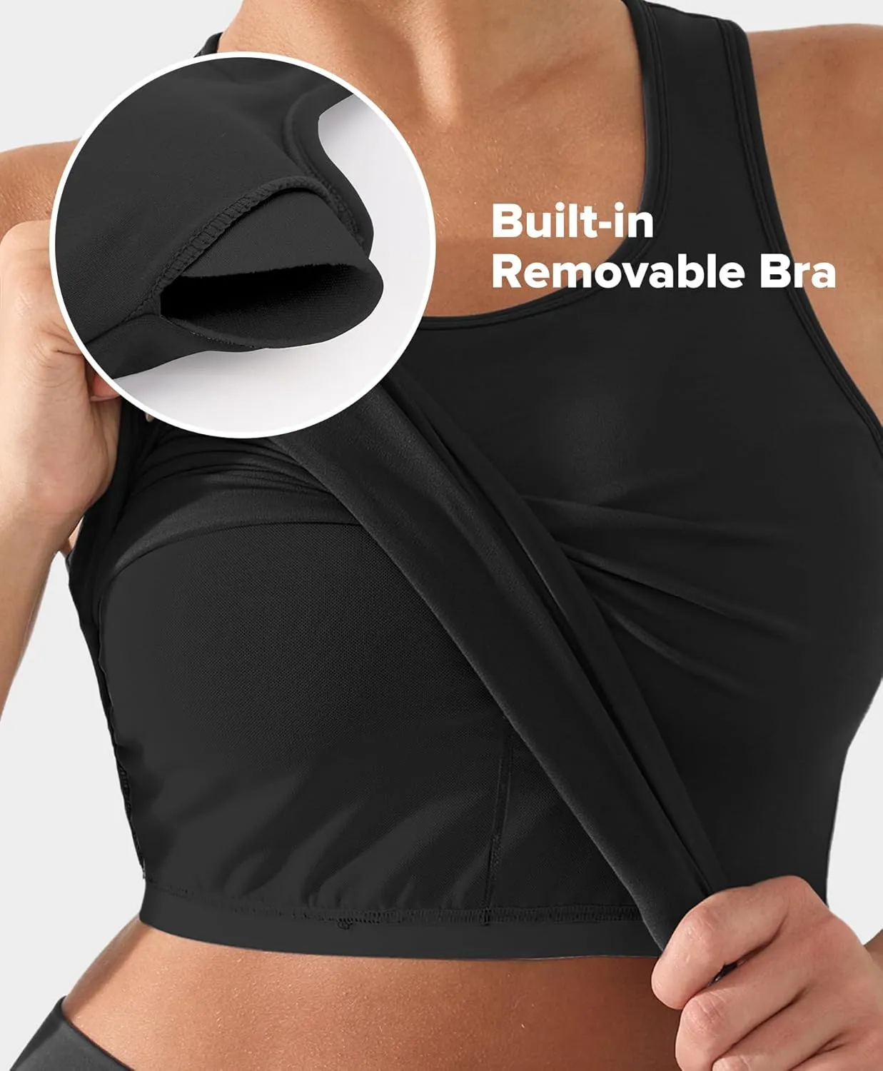 Racerback Built in Bra Workout Tank Tops for Women Sleeveless with Removable Pads Athletic Gym Yoga Fitness Running