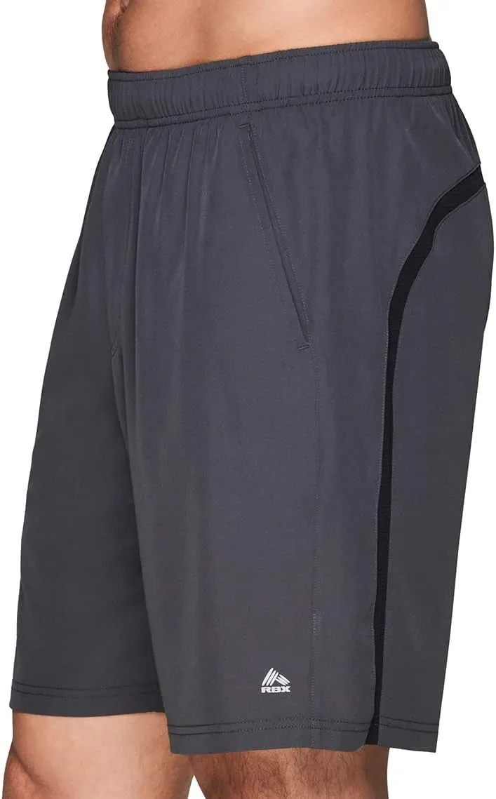RBX Active Men's 9-Inch Inseam Stretch Woven Athletic Basketball Gym Shorts with Pockets