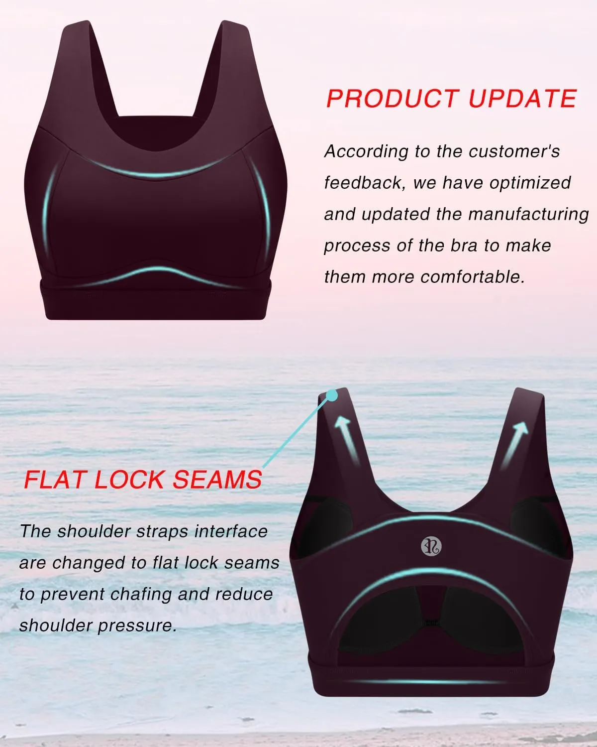 RUNNING GIRL High Impact Sports Bras for Women,Racerback Running Bra Workout Crop Tank Tops Longline Sports Bra Push up