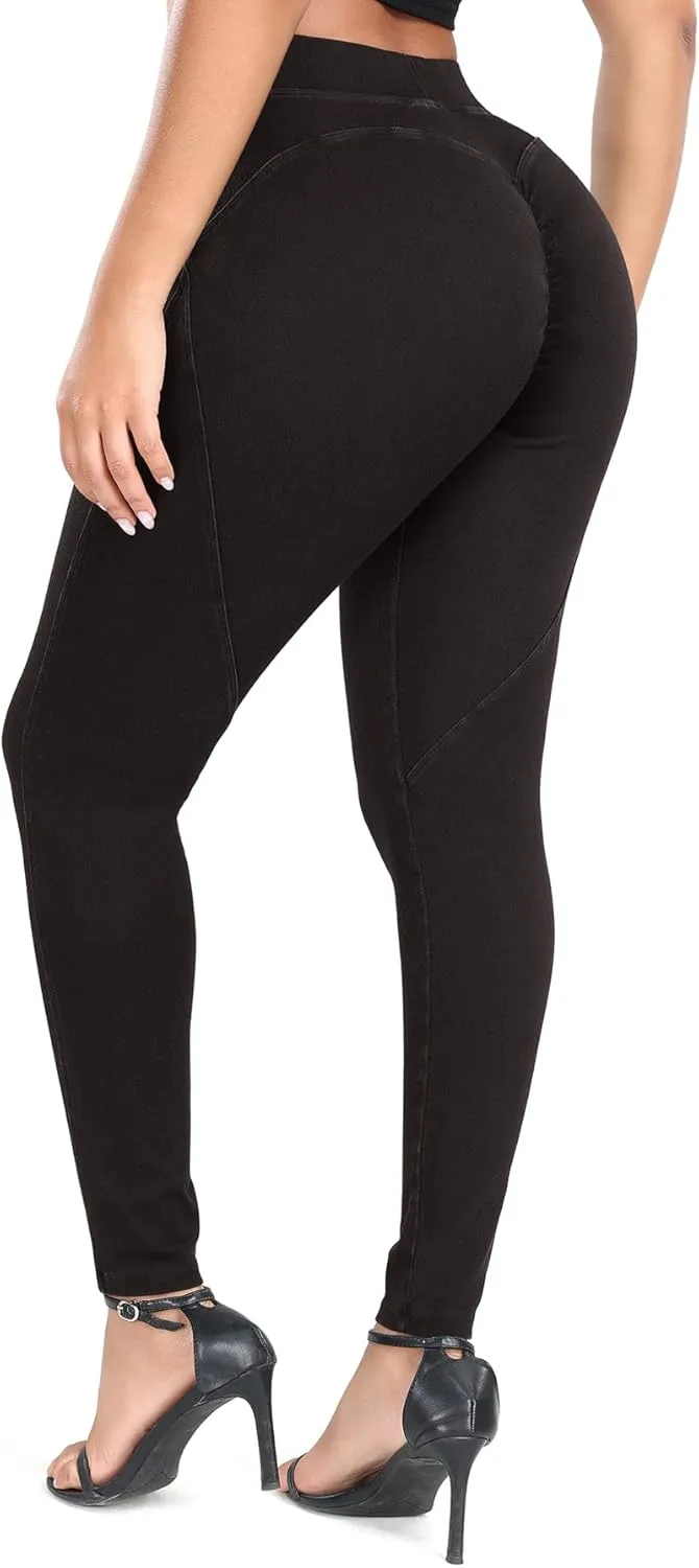 SEASUM Women's Butt Lifting High Waisted Heart-Shaped Jeans Stretchy Comfortable Legging Jeans Vintage Style