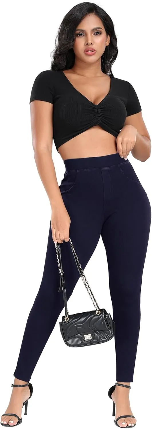 SEASUM Women's Butt Lifting High Waisted Heart-Shaped Jeans Stretchy Comfortable Legging Jeans Vintage Style