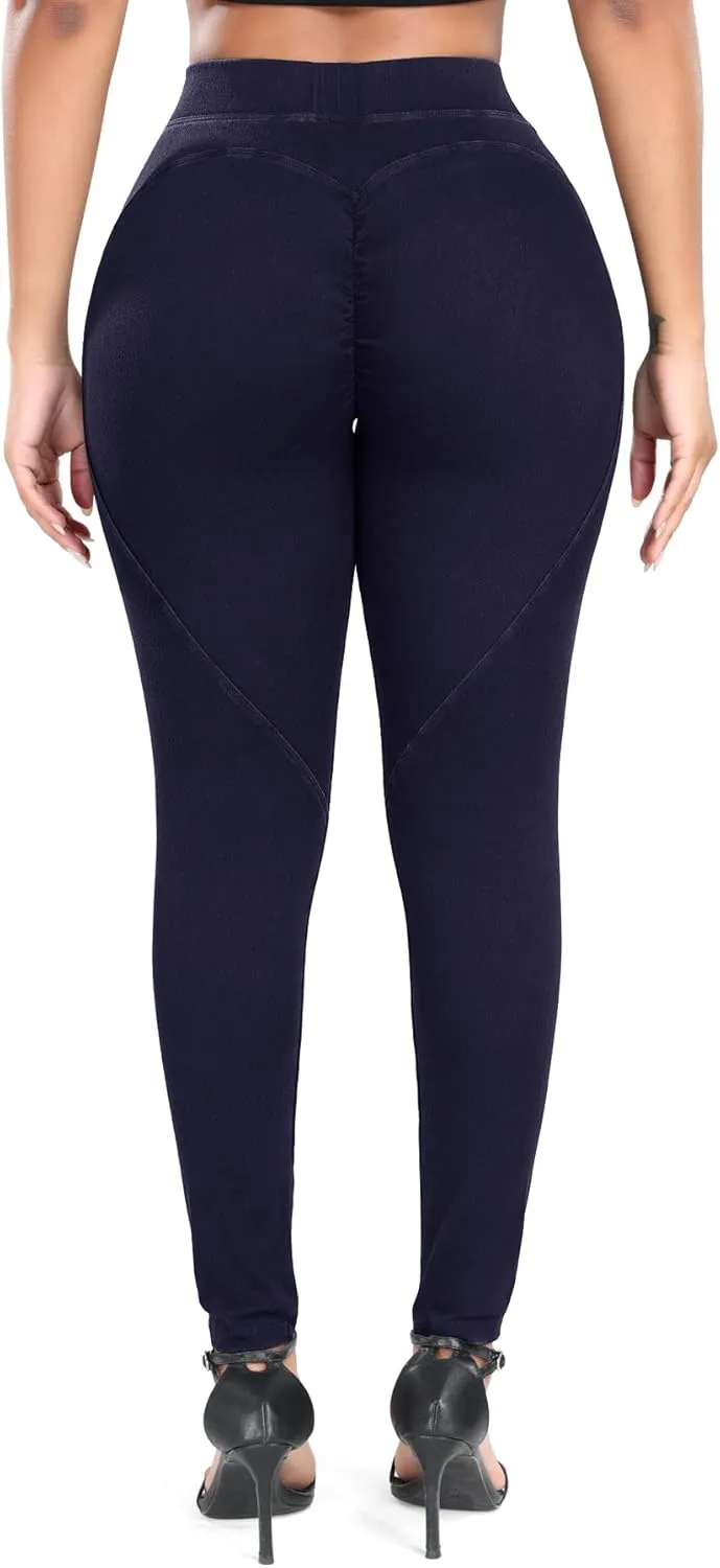 SEASUM Women's Butt Lifting High Waisted Heart-Shaped Jeans Stretchy Comfortable Legging Jeans Vintage Style