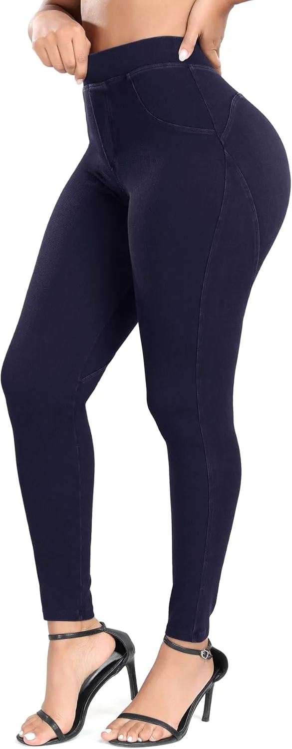 SEASUM Women's Butt Lifting High Waisted Heart-Shaped Jeans Stretchy Comfortable Legging Jeans Vintage Style