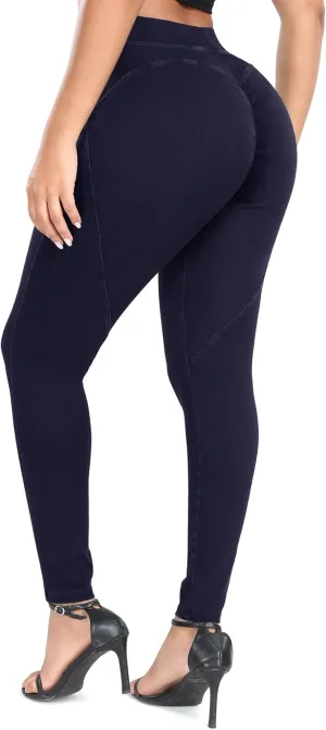 SEASUM Women's Butt Lifting High Waisted Heart-Shaped Jeans Stretchy Comfortable Legging Jeans Vintage Style