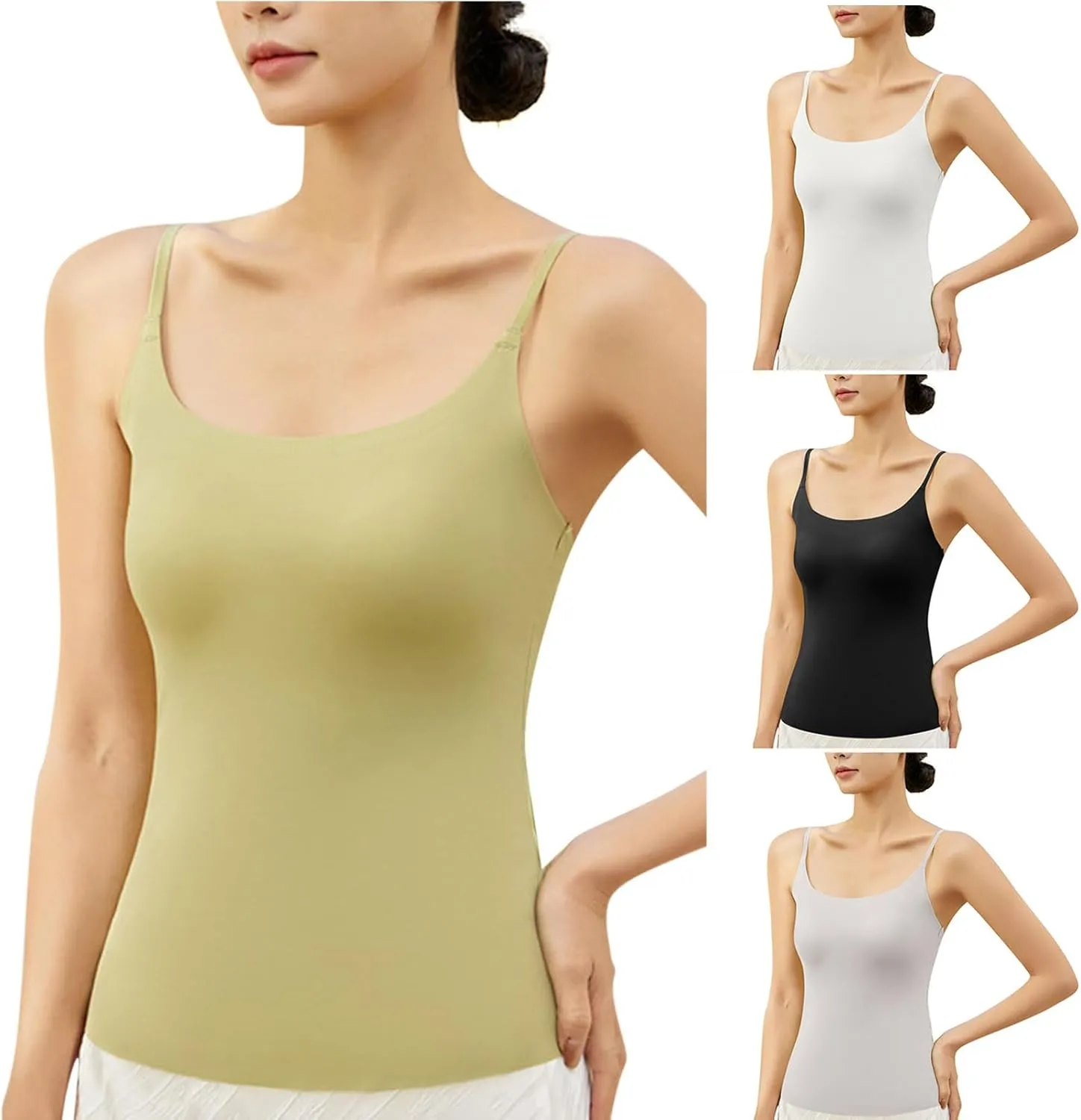 Sexy Slim Fitness Tank Tops with Built-in Shelf Bra for Women Seamless Yoga Camisoles Casual Sleeveless Tee Shirts
