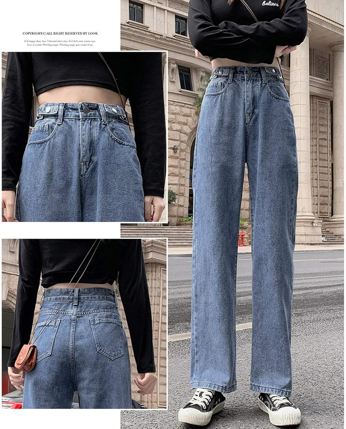 SMIDOW Women High Waisted Straight Leg Jeans Pants Bootcut Jeans Dressy Casual Denim Trousers Baggy Jeans Regular Fit