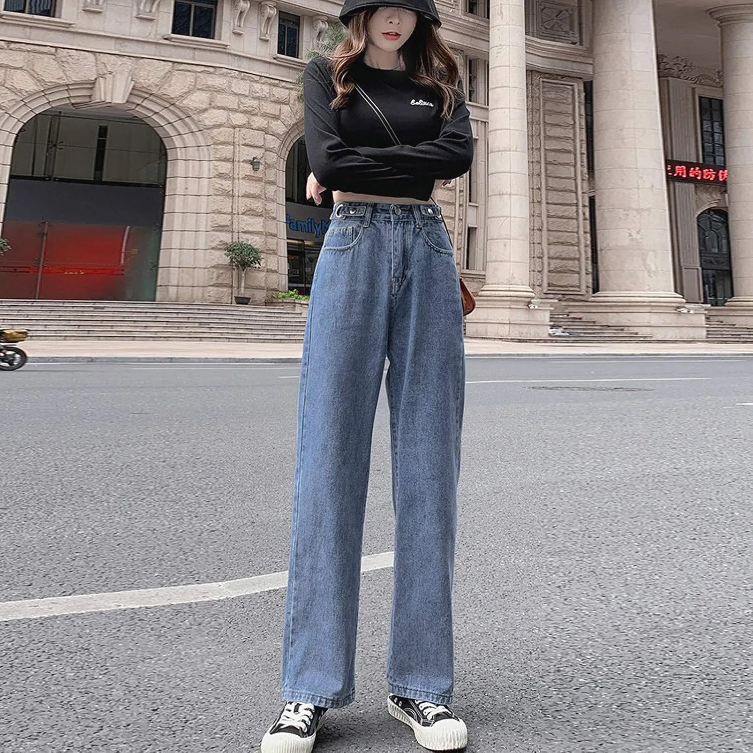 SMIDOW Women High Waisted Straight Leg Jeans Pants Bootcut Jeans Dressy Casual Denim Trousers Baggy Jeans Regular Fit