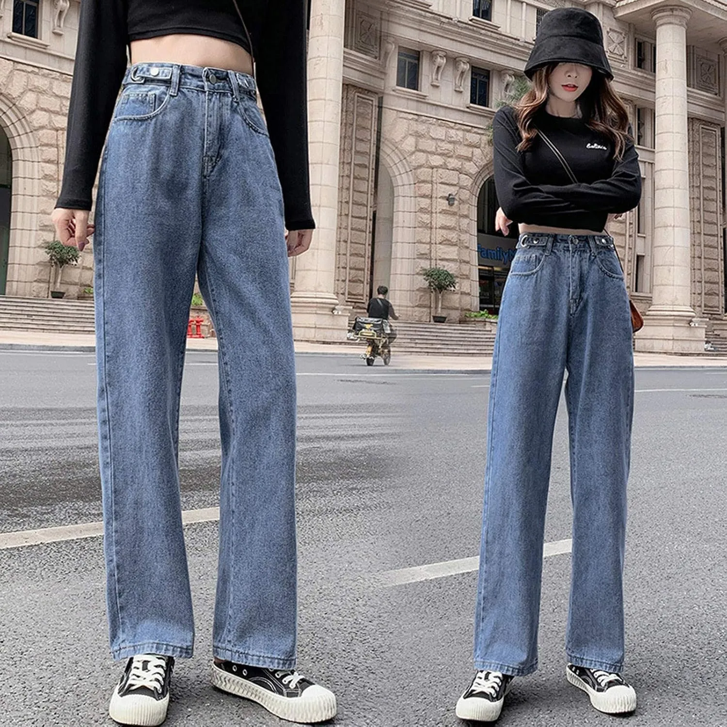 SMIDOW Women High Waisted Straight Leg Jeans Pants Bootcut Jeans Dressy Casual Denim Trousers Baggy Jeans Regular Fit