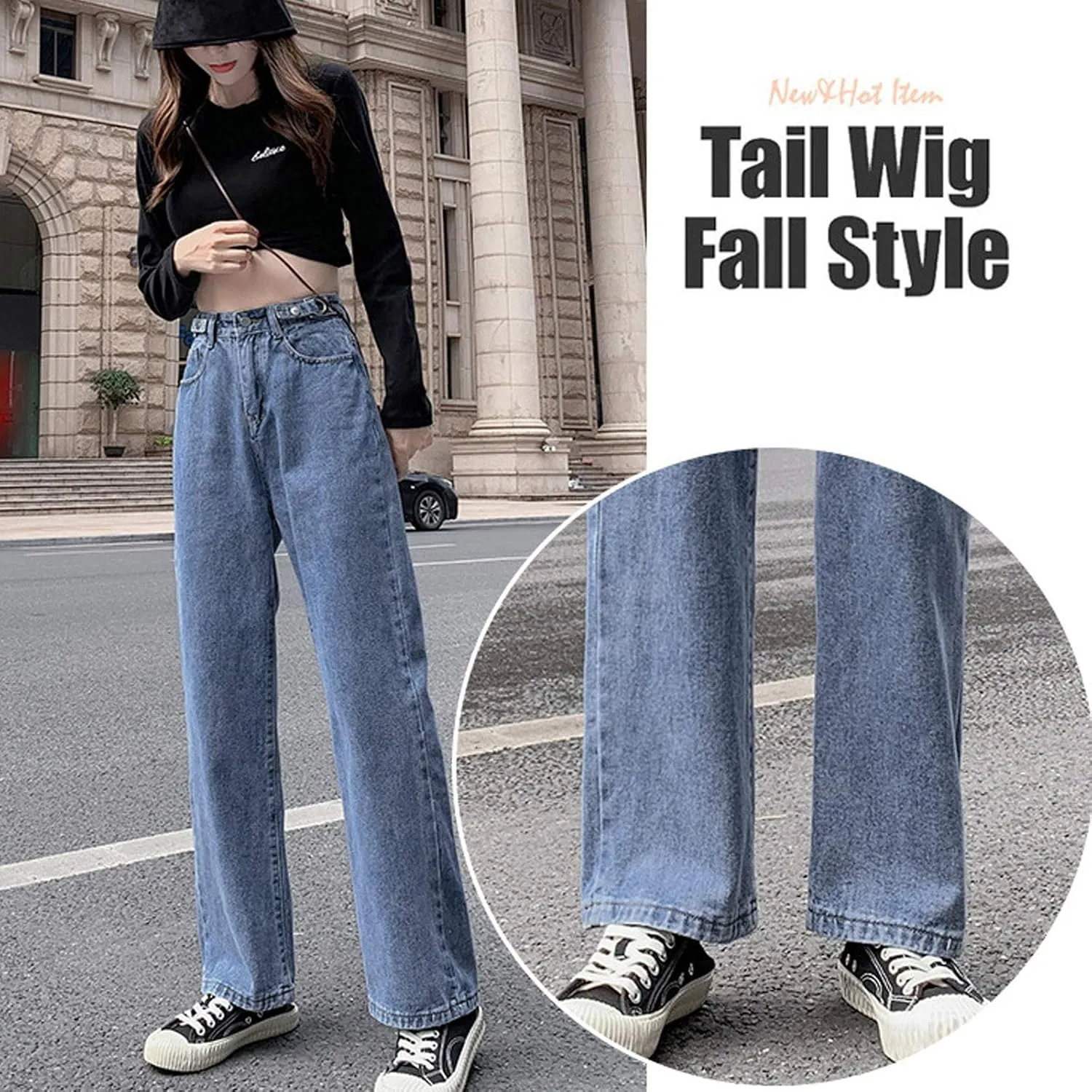 SMIDOW Women High Waisted Straight Leg Jeans Pants Bootcut Jeans Dressy Casual Denim Trousers Baggy Jeans Regular Fit