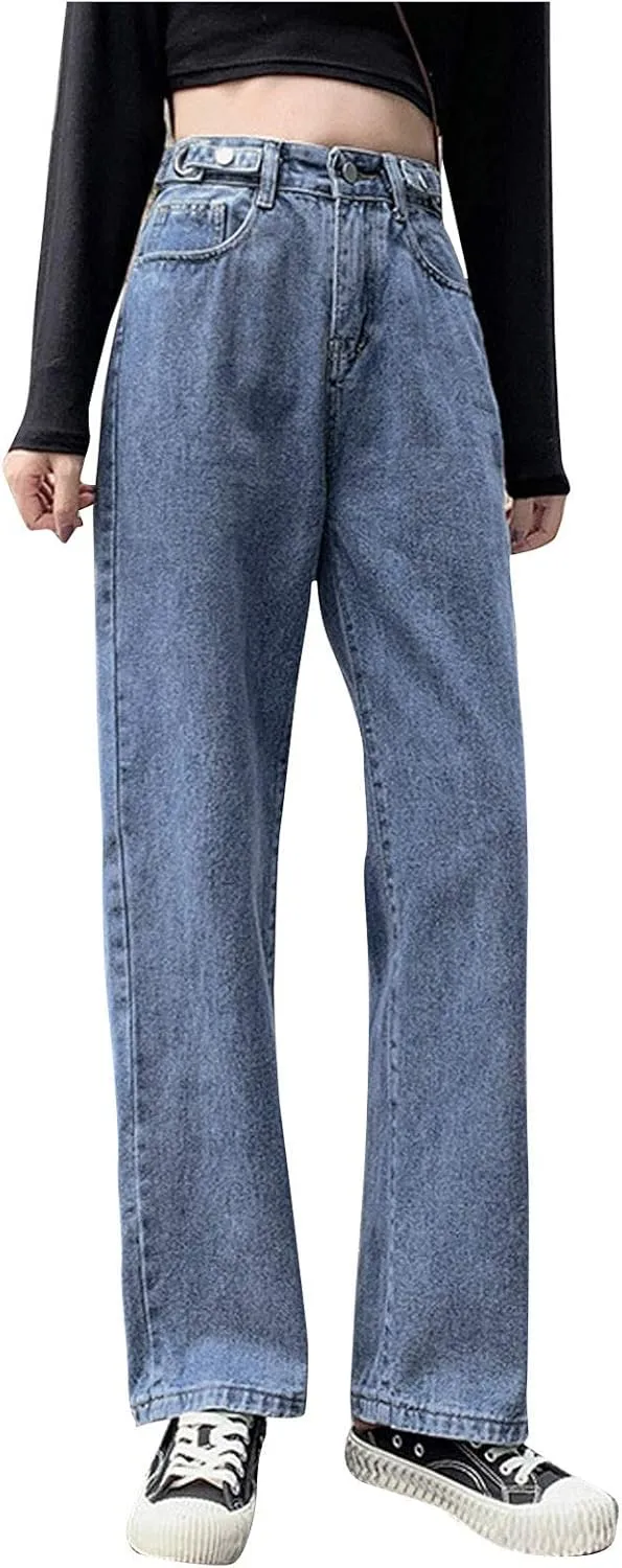 SMIDOW Women High Waisted Straight Leg Jeans Pants Bootcut Jeans Dressy Casual Denim Trousers Baggy Jeans Regular Fit