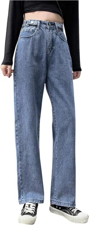 SMIDOW Women High Waisted Straight Leg Jeans Pants Bootcut Jeans Dressy Casual Denim Trousers Baggy Jeans Regular Fit