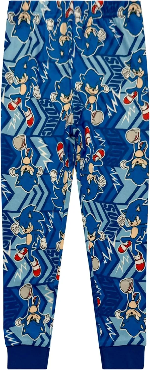Sonic The Hedgehog 4 Piece Pajama Set - Boys PJs Short Sleeve Shirt, Shorts & Pants - Kids Sleepwear Set - Official License