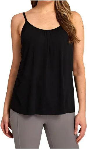 Spaghetti Strap Tank Tops for Women with Built in Bras Solid Casual Sleeveless Loose Fit Flowy Basic Camisole Tops