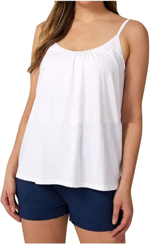 Spaghetti Strap Tank Tops for Women with Built in Bras Solid Casual Sleeveless Loose Fit Flowy Basic Camisole Tops
