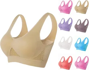 Sports Bra for Women Sweat-Free Mesh Shaping Bra Breathable Cool Liftup Air Bra Seamless Wireless Cooling Comfort Bra