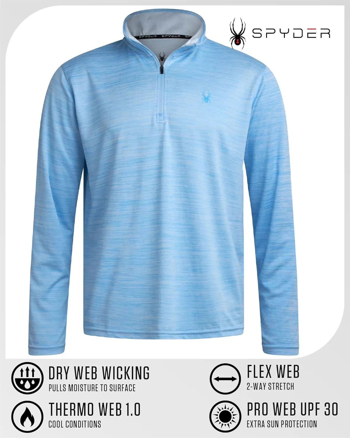 Spyder Mens Active Quarter Zip Sweatshirt - 2-Way Stretch UPF 30  Moisture Wicking Mock Neck Pullover (Sizes: S-XL)