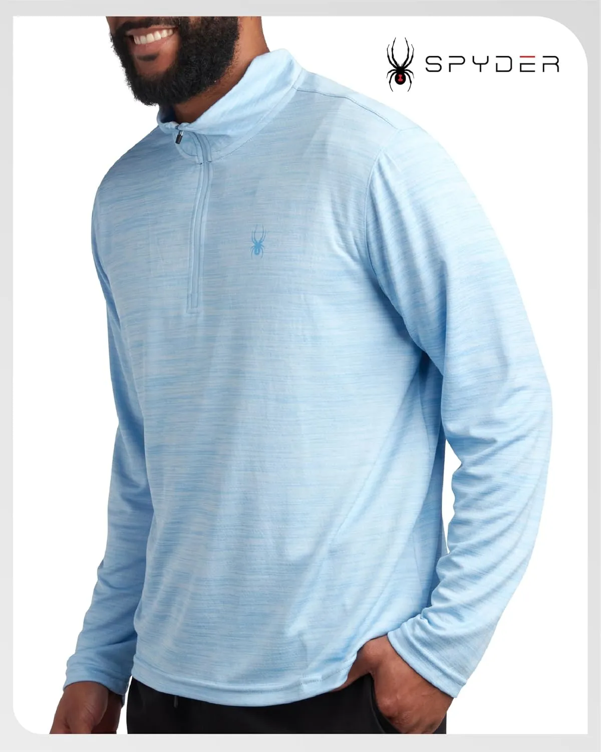 Spyder Mens Active Quarter Zip Sweatshirt - 2-Way Stretch UPF 30  Moisture Wicking Mock Neck Pullover (Sizes: S-XL)