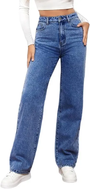 Straight Leg Jeans for Women 2025 Fashion Stretch Washed High Waisted Jeans Lightweight Slim Fit Casual Denim Pants