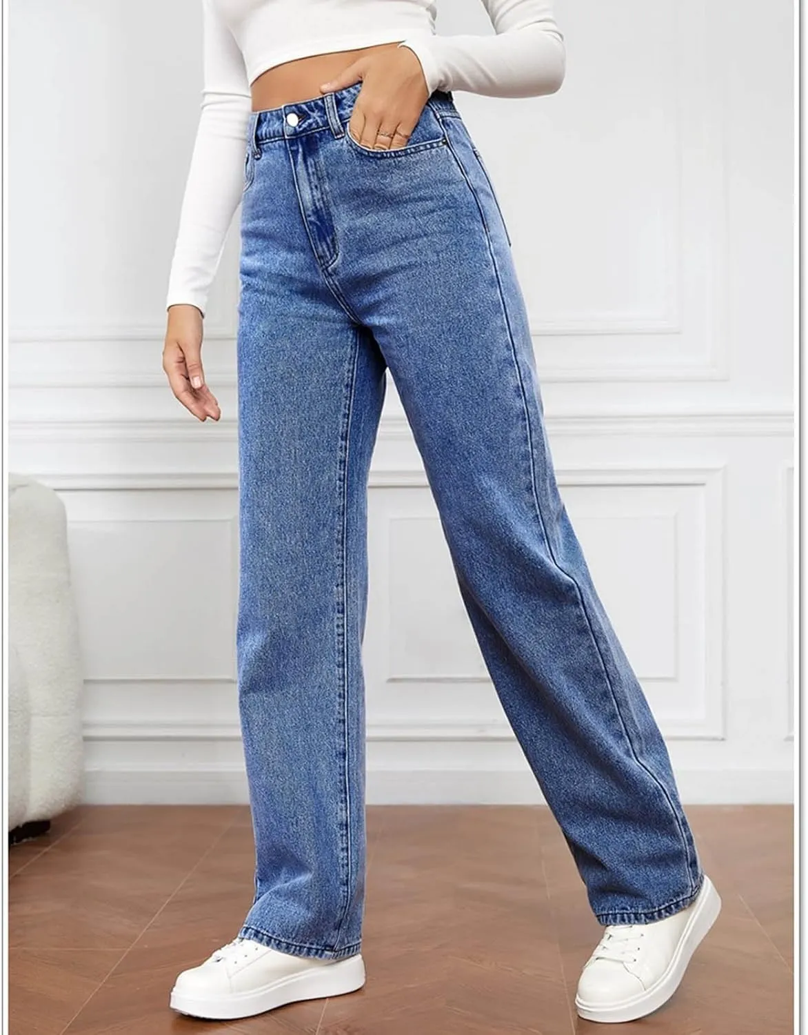 Straight Leg Jeans for Women 2025 Fashion Stretch Washed High Waisted Jeans Lightweight Slim Fit Casual Denim Pants
