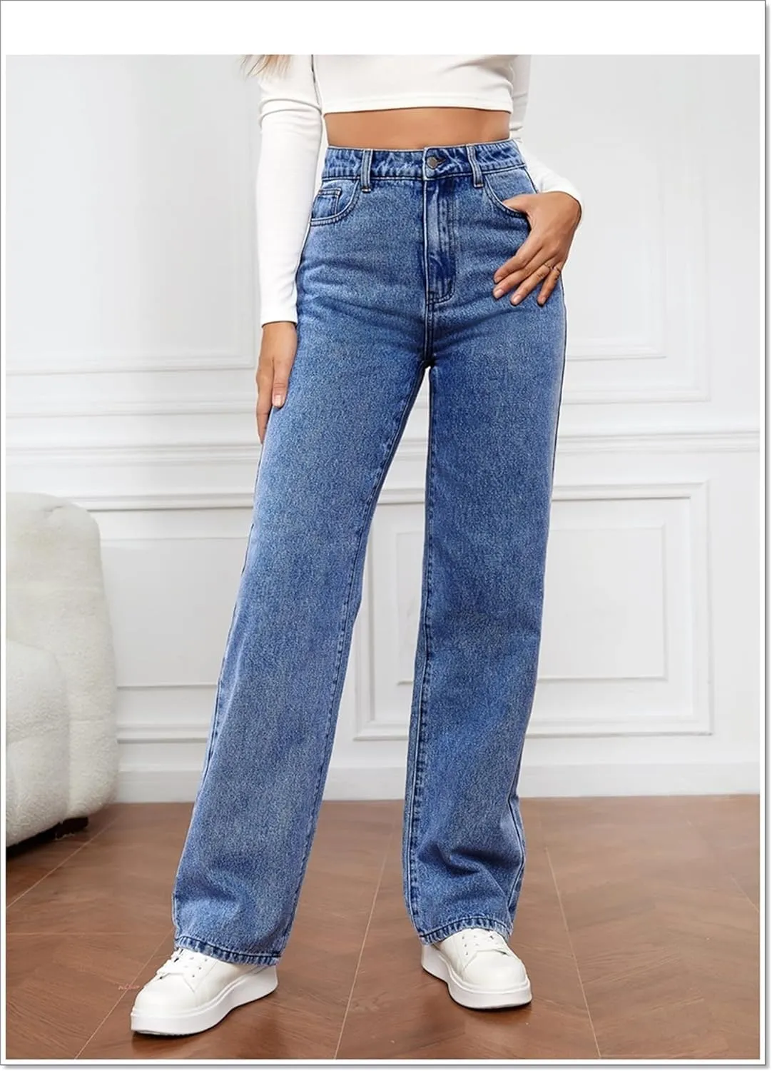 Straight Leg Jeans for Women 2025 Fashion Stretch Washed High Waisted Jeans Lightweight Slim Fit Casual Denim Pants