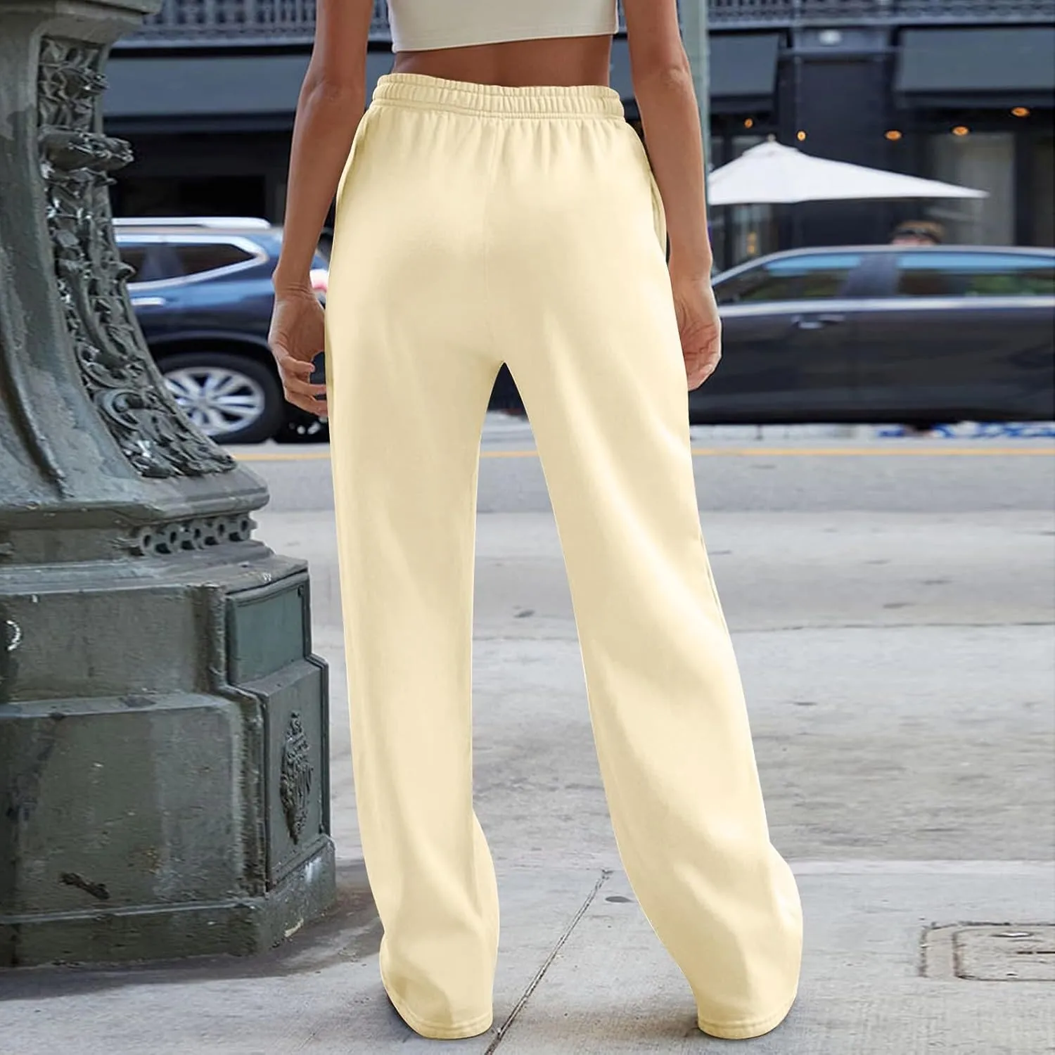 Straight Leg Sweatpant for Women Baggy Drawstring Waisted Workout Pants Lightweight Lounge Pants with Pockets