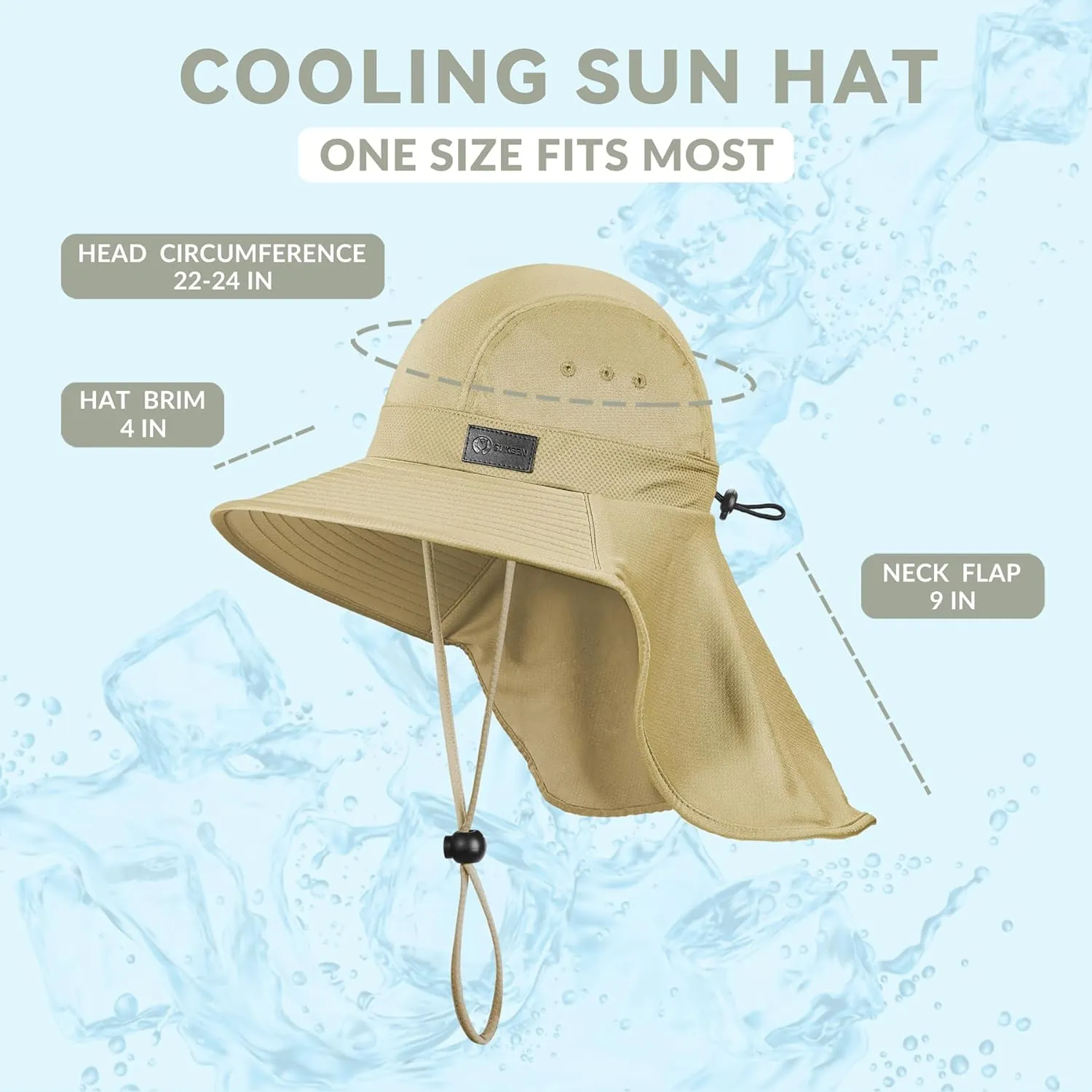 Sukeen Cooling Sun Hat for Men Women UPF50  Wide Brim Fishing Hat with Neck Flap Adjustable Foldable Bucket Hat for Hiking