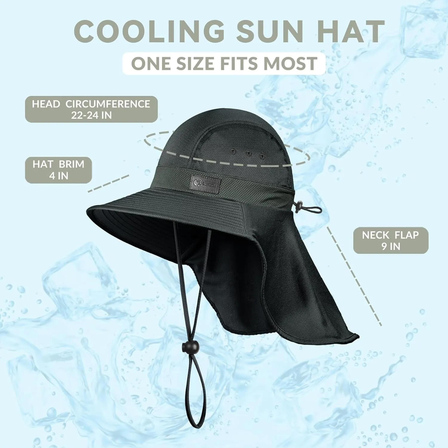 Sukeen Cooling Sun Hat for Men Women UPF50  Wide Brim Fishing Hat with Neck Flap Adjustable Foldable Bucket Hat for Hiking