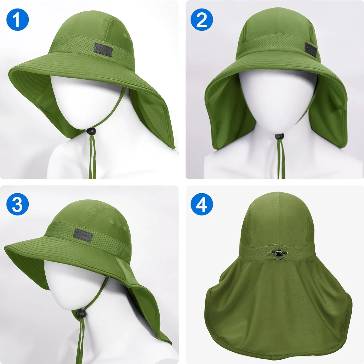 Sukeen Cooling Sun Hat for Men Women UPF50  Wide Brim Fishing Hat with Neck Flap Adjustable Foldable Bucket Hat for Hiking