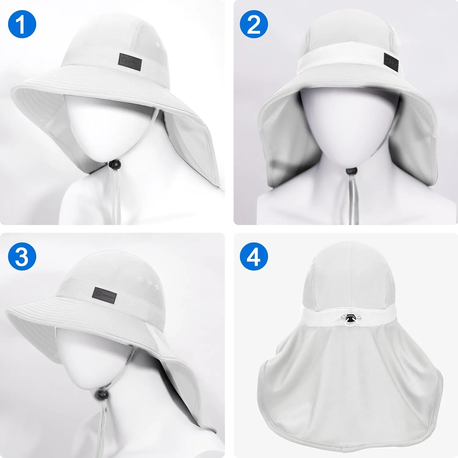 Sukeen Cooling Sun Hat for Men Women UPF50  Wide Brim Fishing Hat with Neck Flap Adjustable Foldable Bucket Hat for Hiking