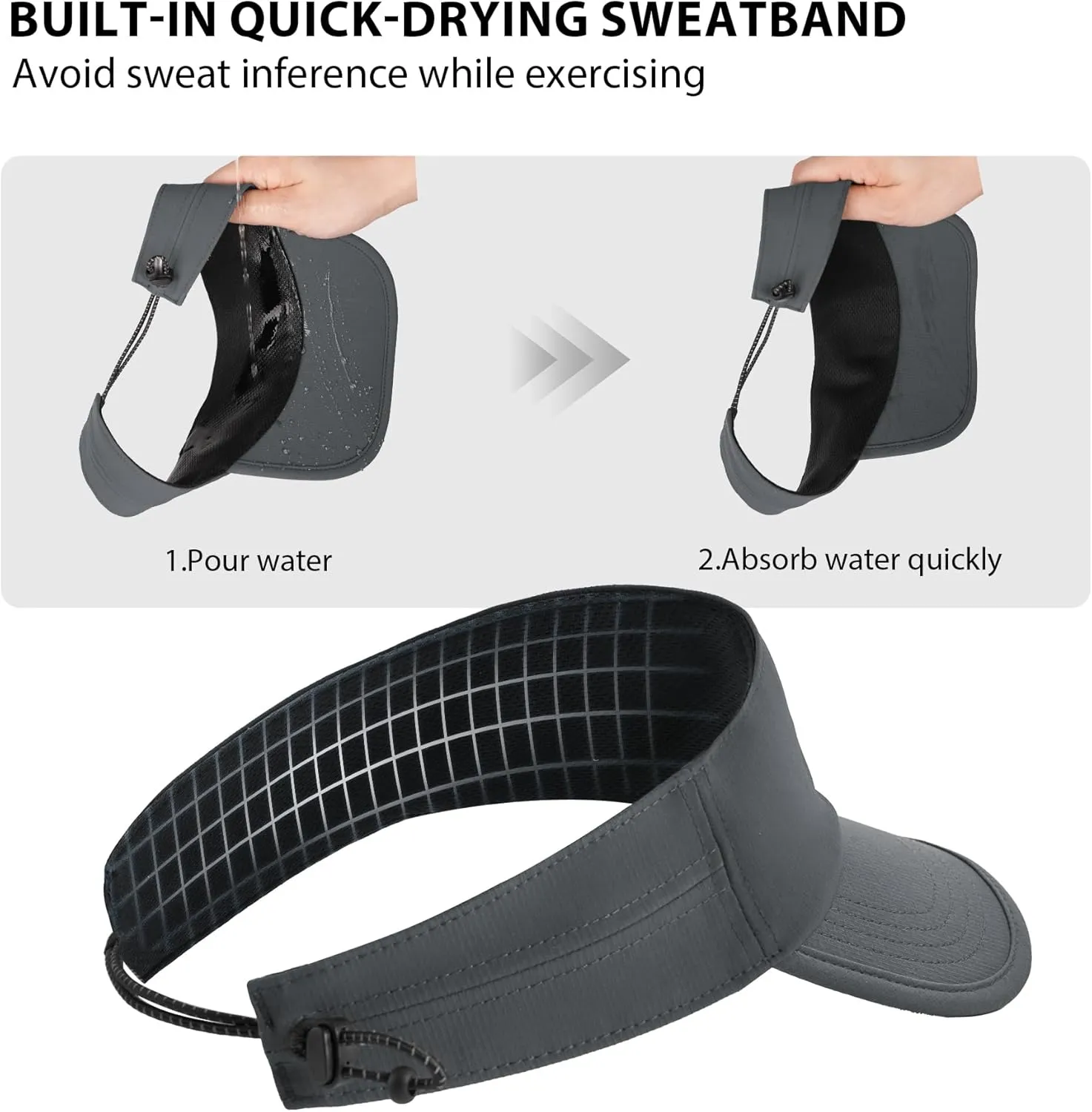 Sukeen Sports Sun Visor for Men Women, Lightweight Quick-Dry Outdoor Visor Hat, Packable Running Tennis Golf Visor