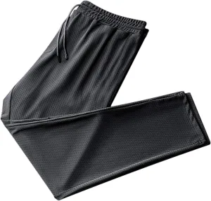 Summer Ice Cool Mesh Pants Men's Workout Running Pants Athletic Jogger Zipper Pockets Lightweight Stretch Golf Pants