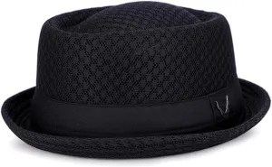 Summer Mesh Pork Pie Hat Trilby Fedora Hat for Men Women Roll-Brim Travel Beach Sun Hat Vintage Bowler Derby Cap UPF 50 