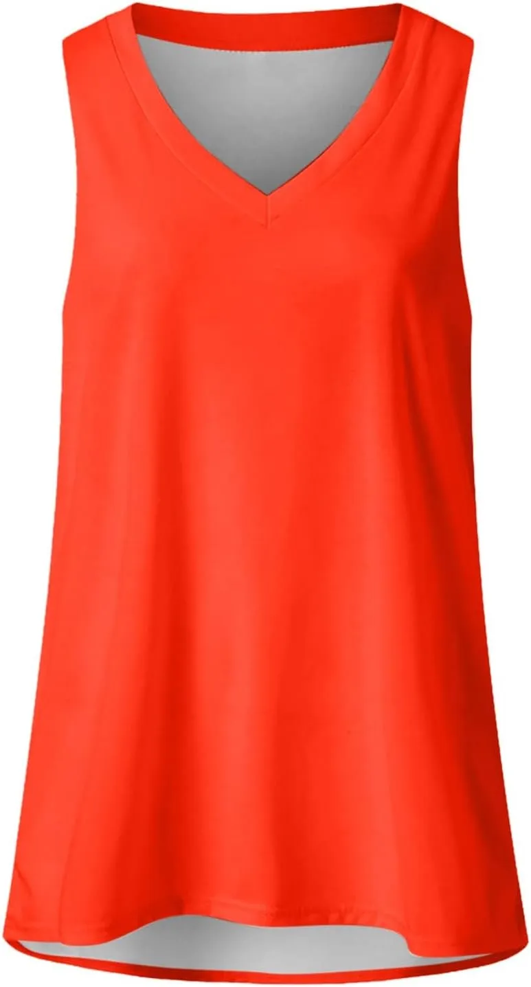 Summer Tank Tops for Women 2025 V Neck Sleeveless Spring Casual Solid Color Camisole Soft Beach Vacation Dressy Tank