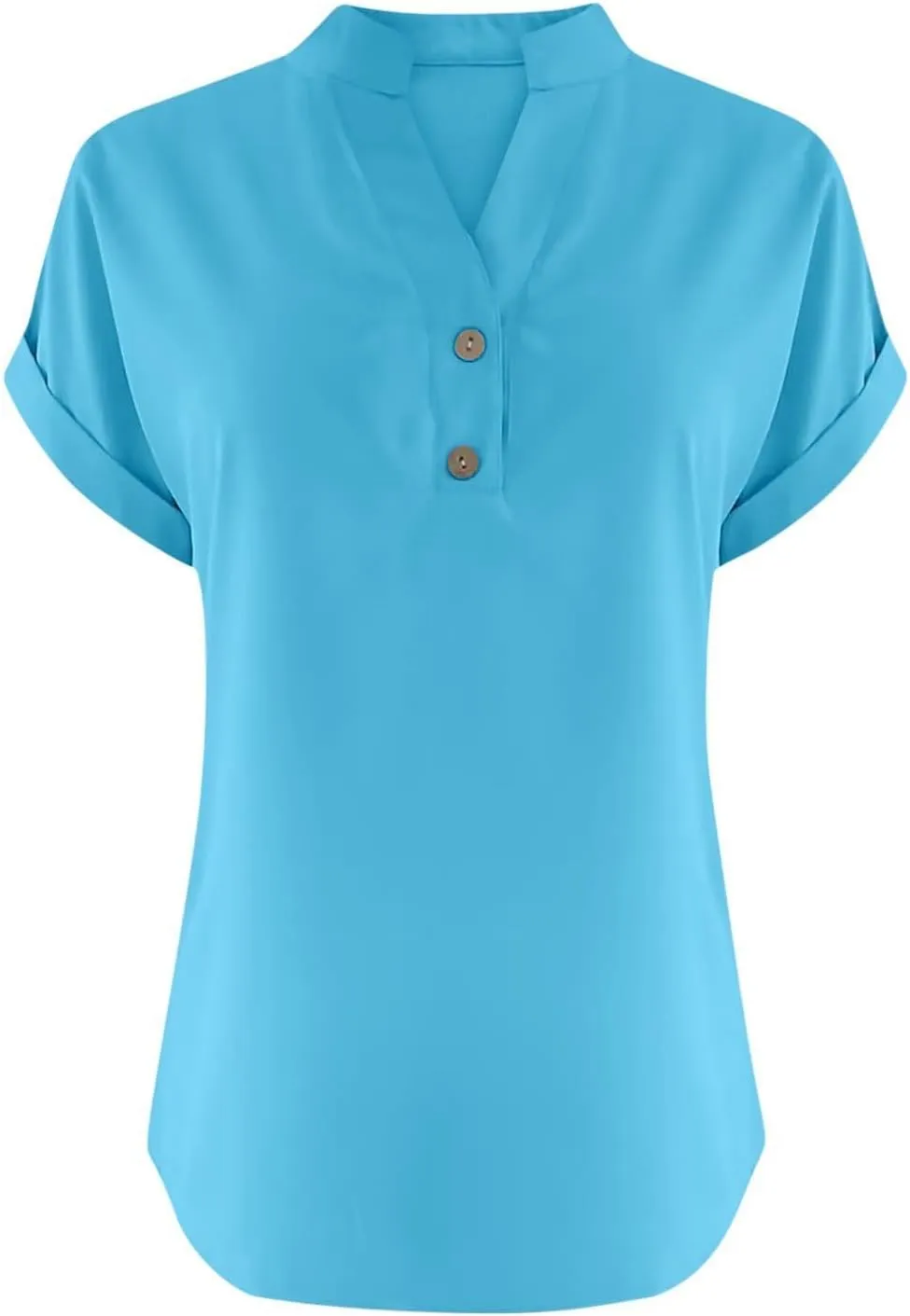 Summer Tops for Women 2025 Casual Short Sleeve Cotton Linen Shirts Button V Neck Tunic Blouse Beach Vacation Clothes
