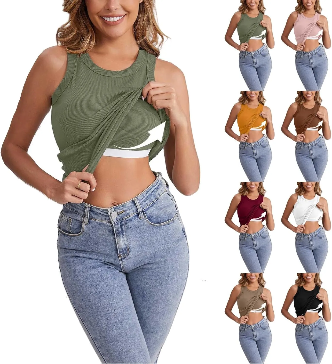 Tank Top with Built in Bra for Women Racerback Workout Undershirt Cotton Camisole Workout Sports Padded Cami 2025