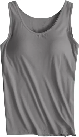 Tank Tops for Women with Built in Bras Loose Yoga Workout Top Basic Sleeveless Stretchy Gym Shirts Summer Undershirts