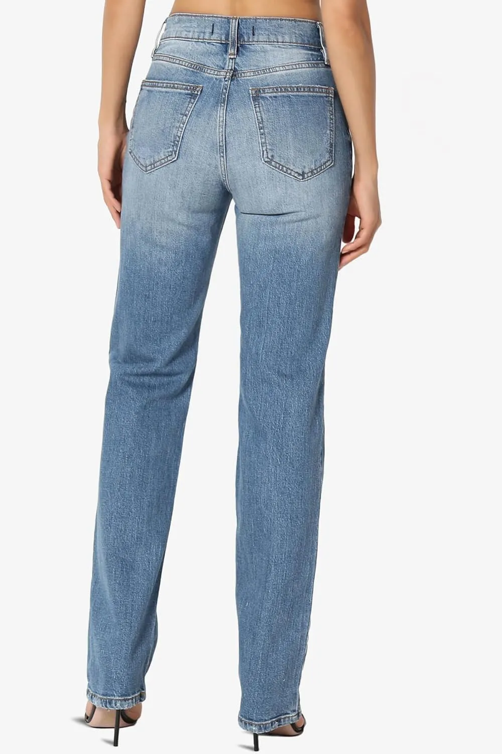 TheMogan Women's Distressed High Waist Dad Jeans Wide Straight Leg Relaxed Denim Pants